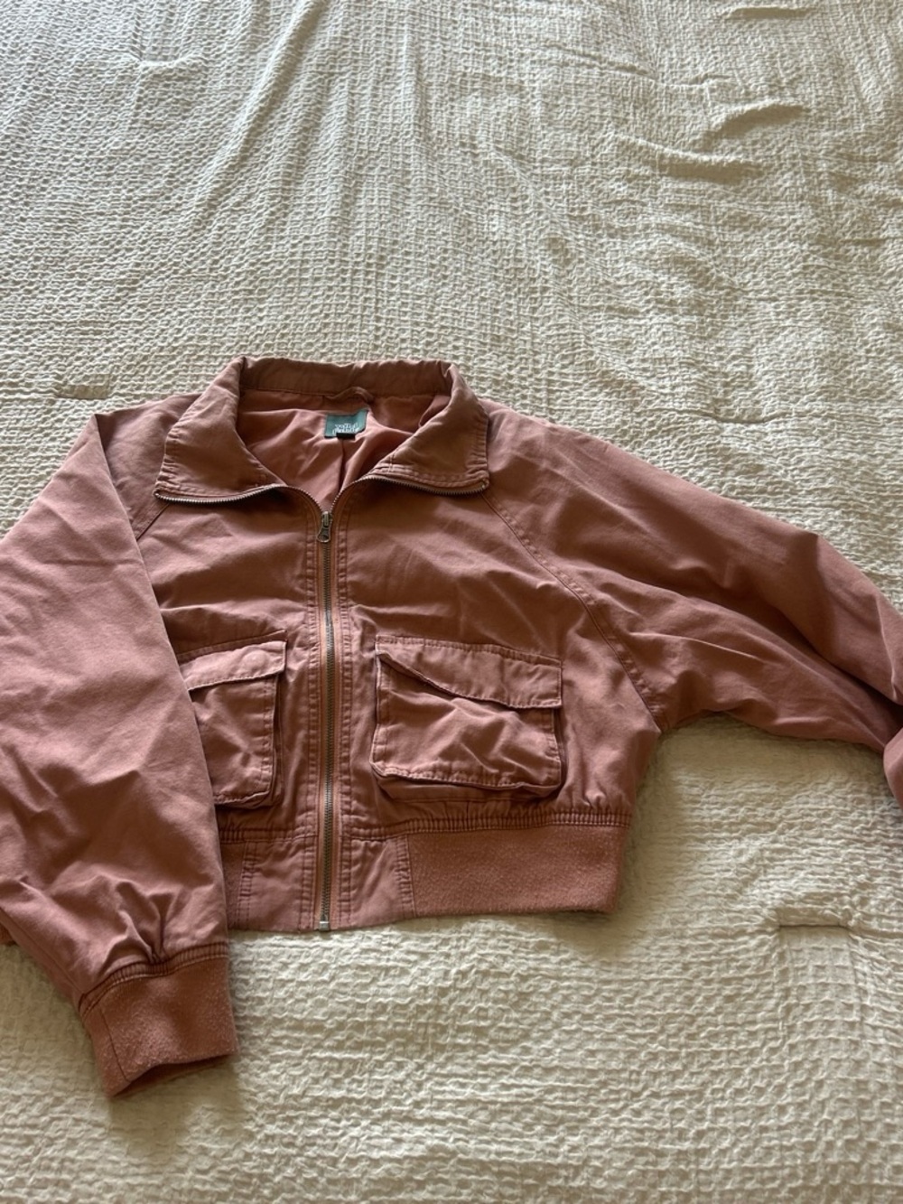 wild fable Dusty Rose Cropped Bomber Jacket